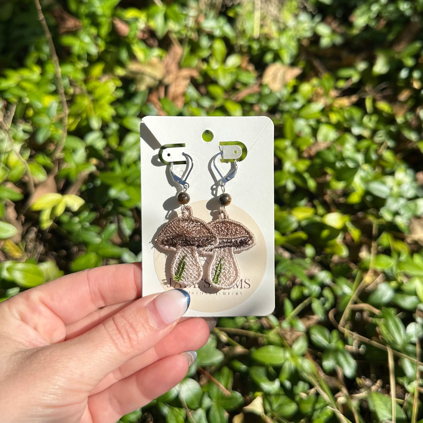 Embroidered Mushrooms with Tiger’s Eye