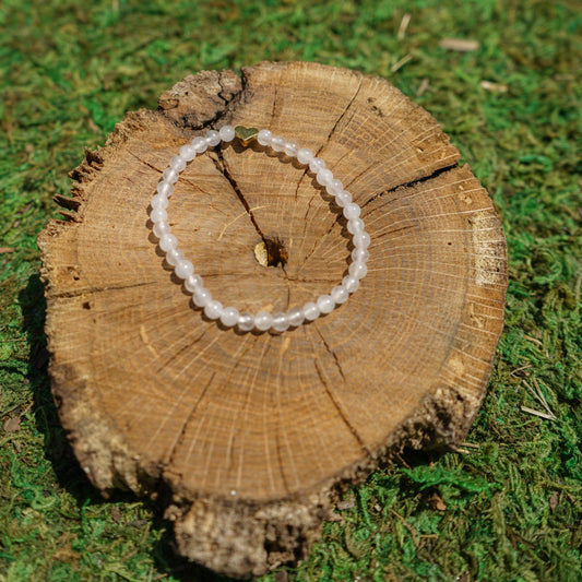 4mm Rose Quartz Bracelet with Heart