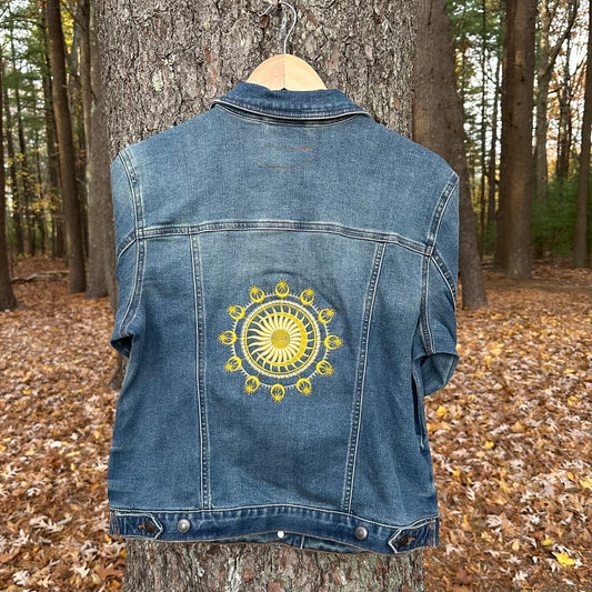 Sun and Moon Embroidered Denim Jacket