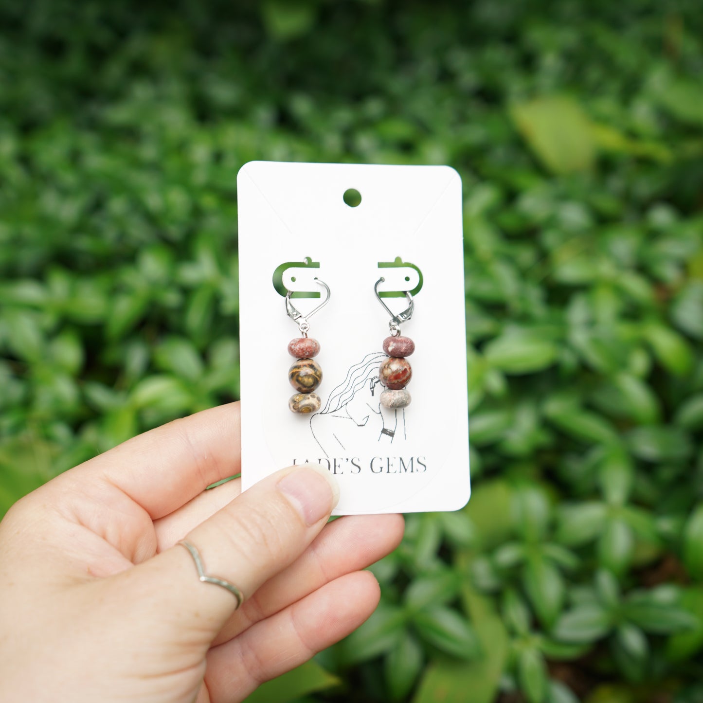 Leopard Jasper Hourglass Earrings