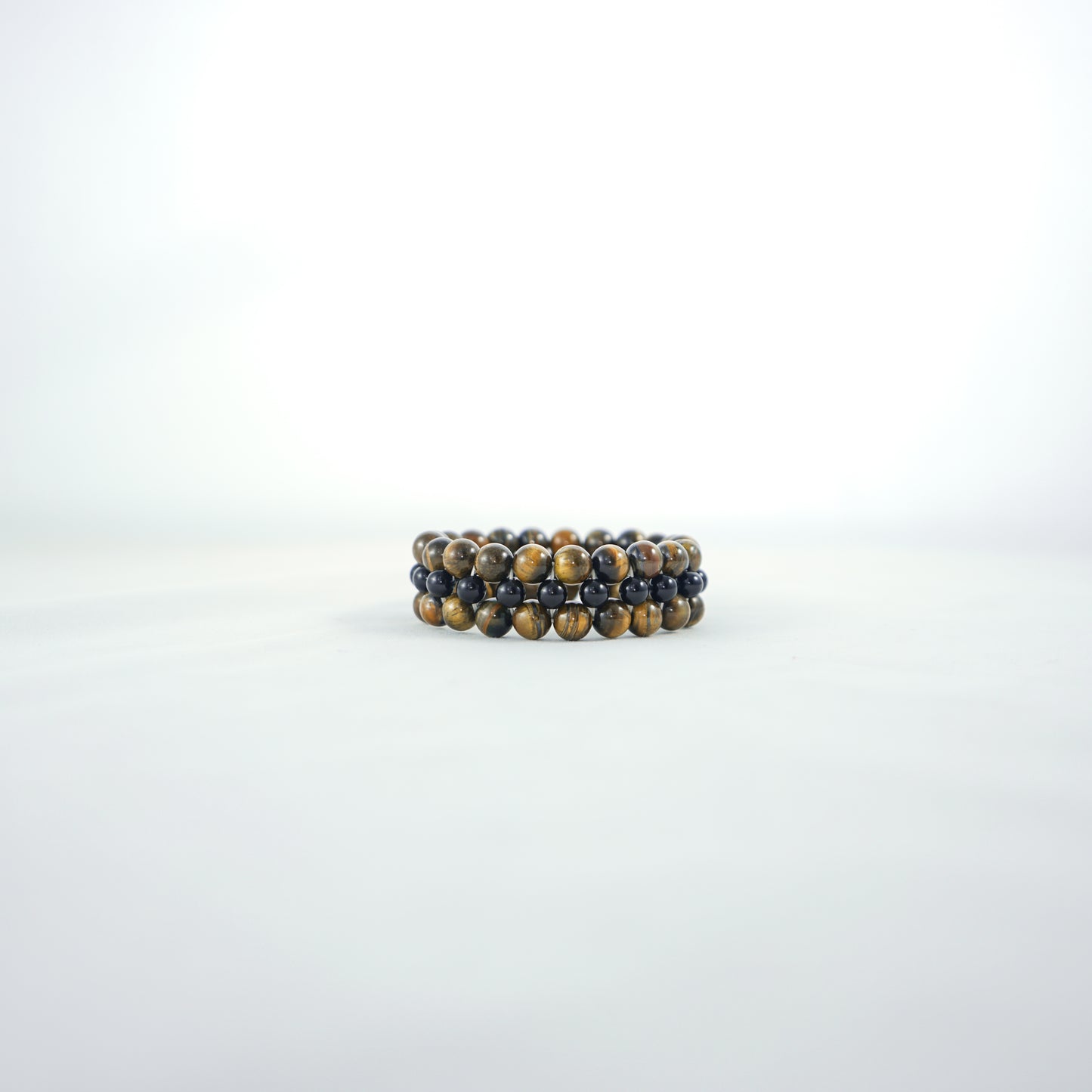 3-Tier Tigers Eye/Black Obsidian Bracelet